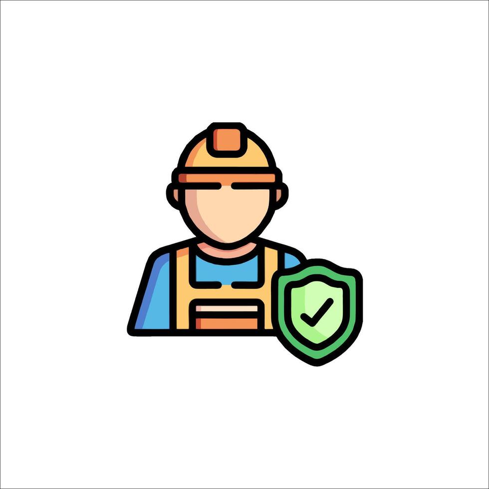 A worker with a shield and check mark icon vector
