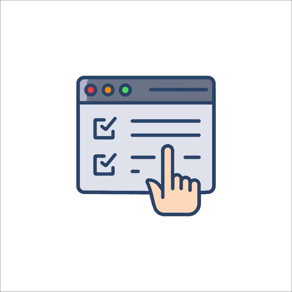 A hand pointing to a check box icon vector