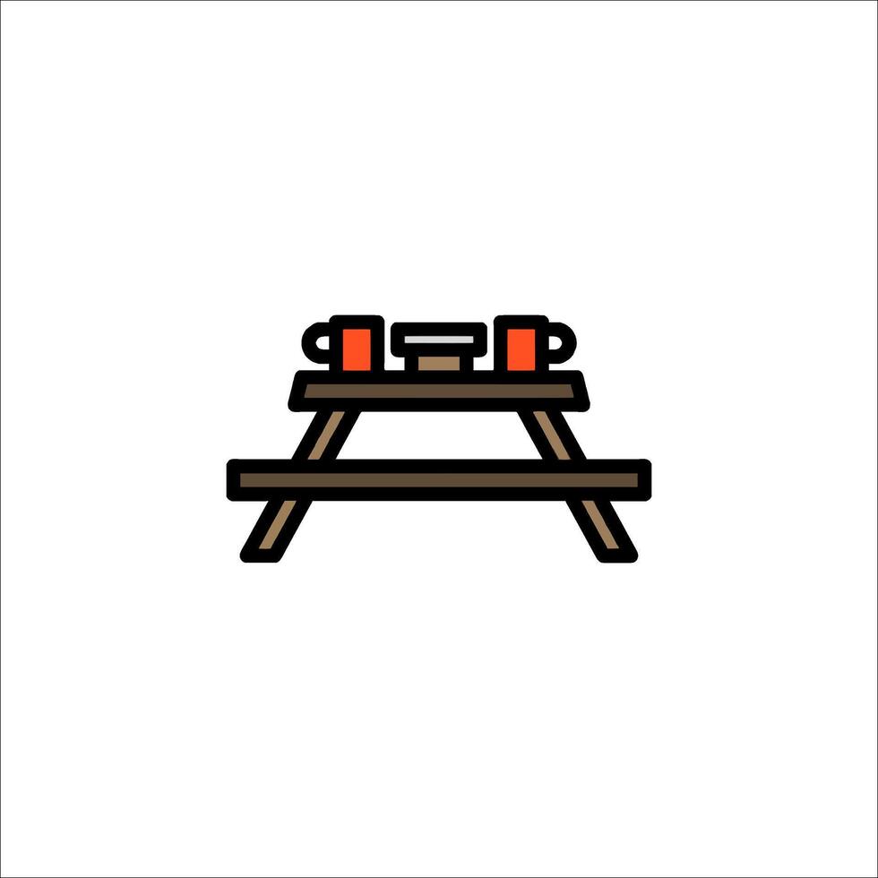 Picnic table icon vector