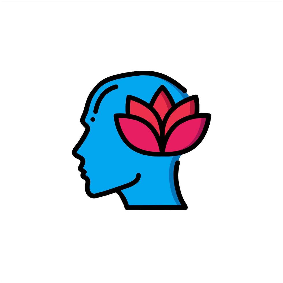A blue and pink head with a flower in it vector