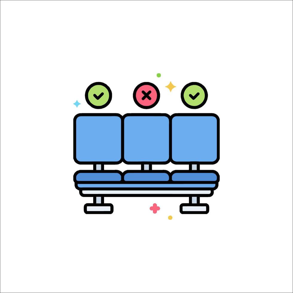 A line icon of a chair with two people sitting on it vector