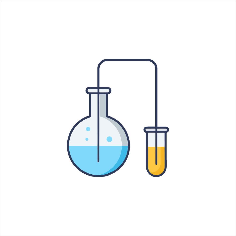 A laboratory flask with a tube and a test tube vector