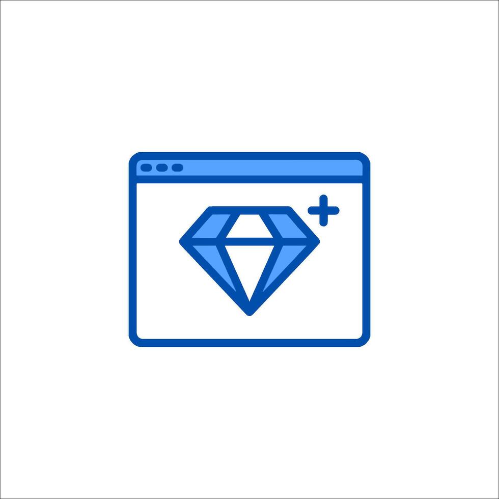 A blue icon of a diamond on a computer screen vector