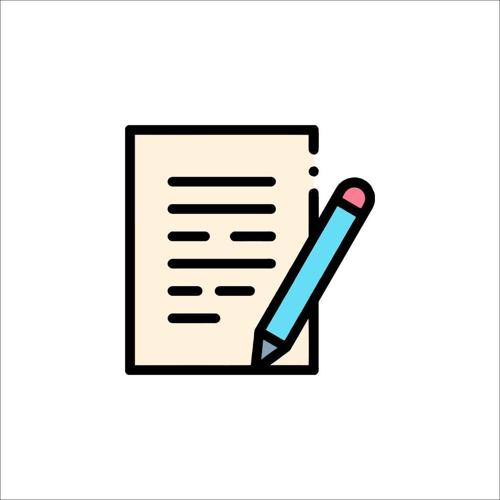 A pencil and paper icon on a white background vector