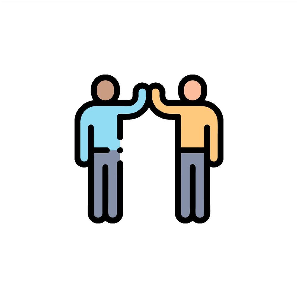 Two people giving each other a high five icon vector