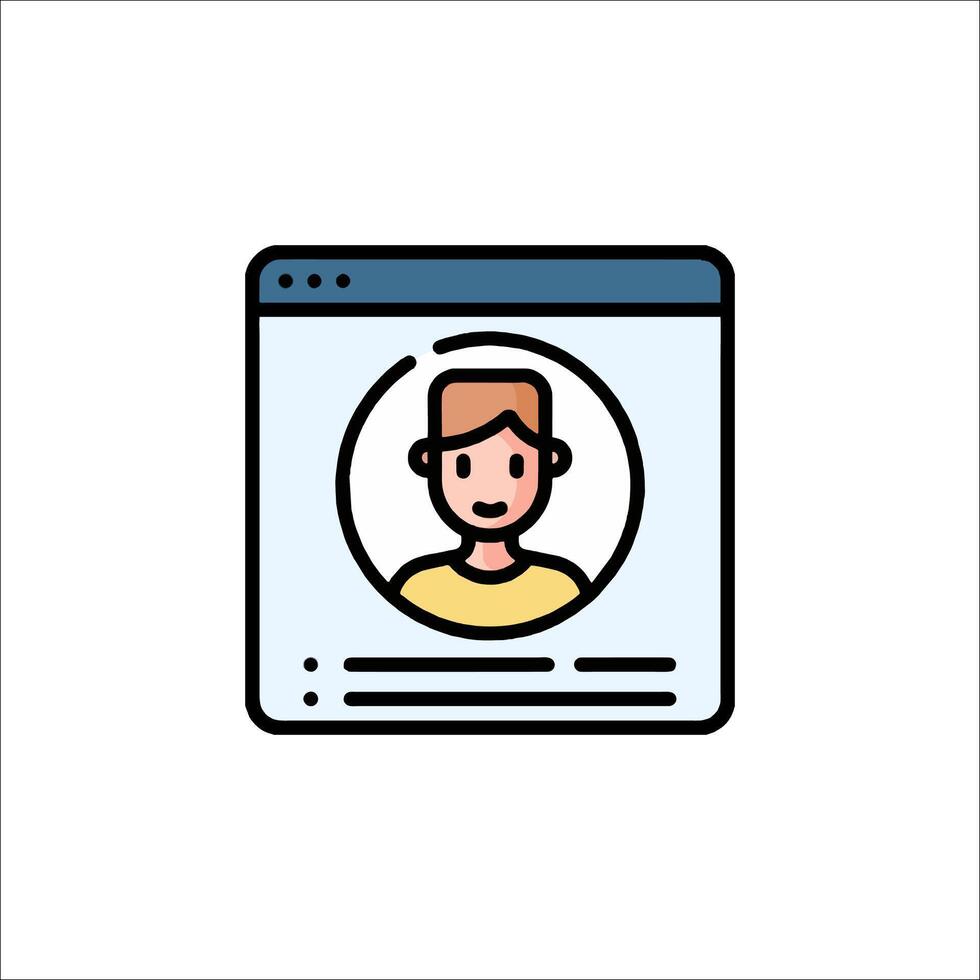 un hombre es mirando a un computadora pantalla con un cara icono vector