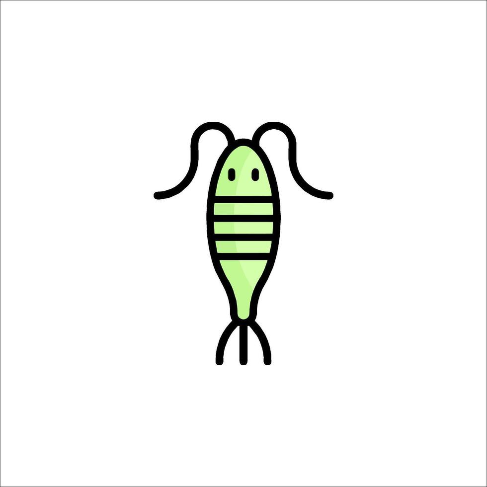 A green shrimp icon on a white background vector