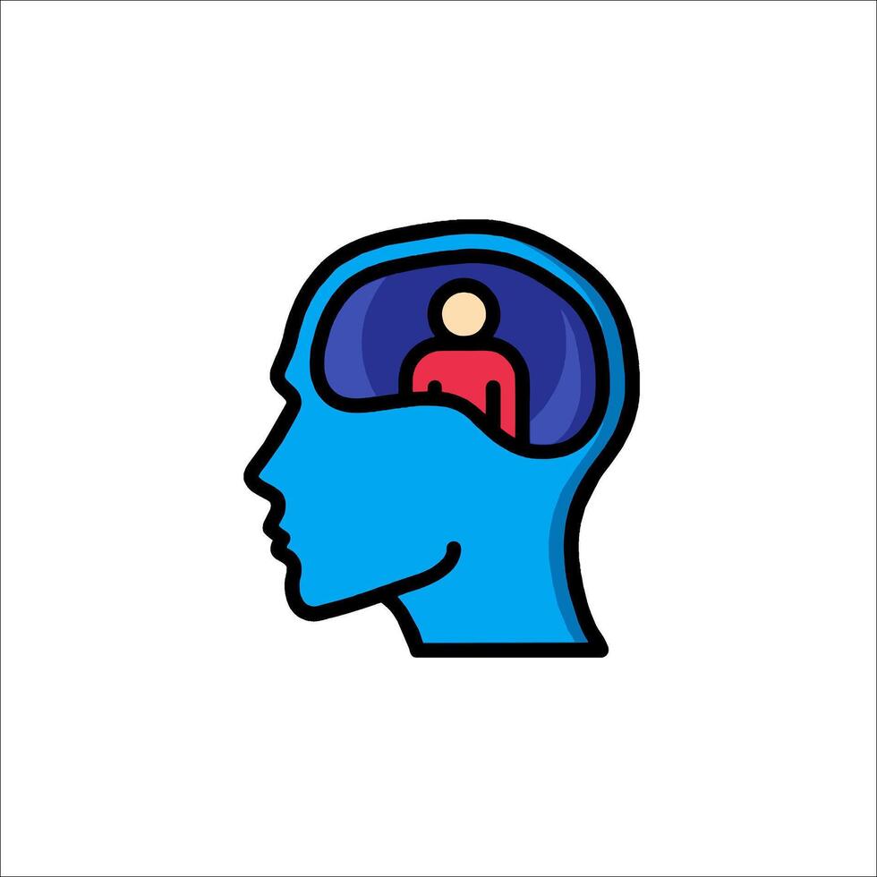 A person is in the head of a person's brain vector