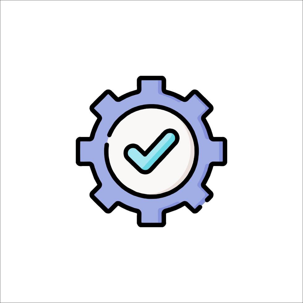 A gearwheel with a tick mark on it vector