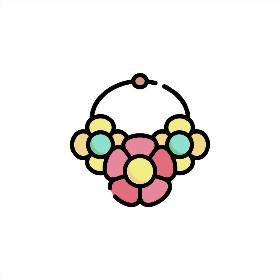 A colorful flower necklace icon vector