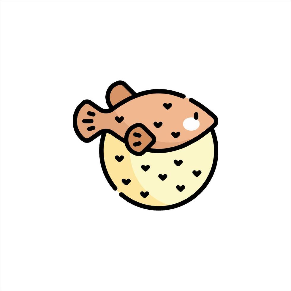 Fish with hearts on it, icon, illustration vector