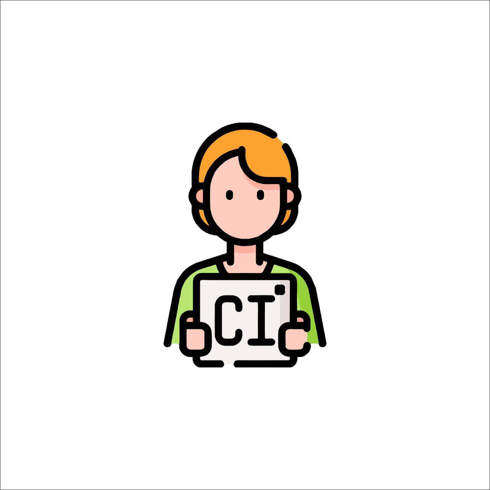 A woman holding a sign that says ci vector