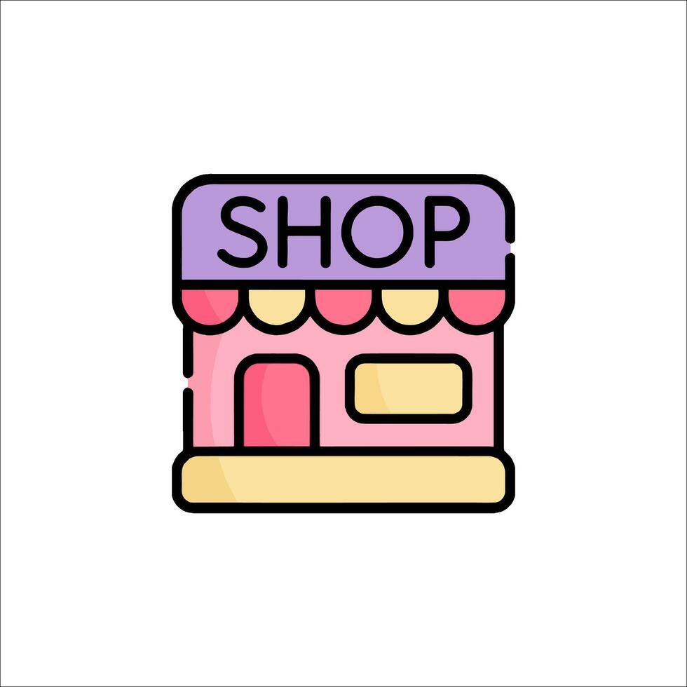 A shop icon with a pink and purple color scheme vector