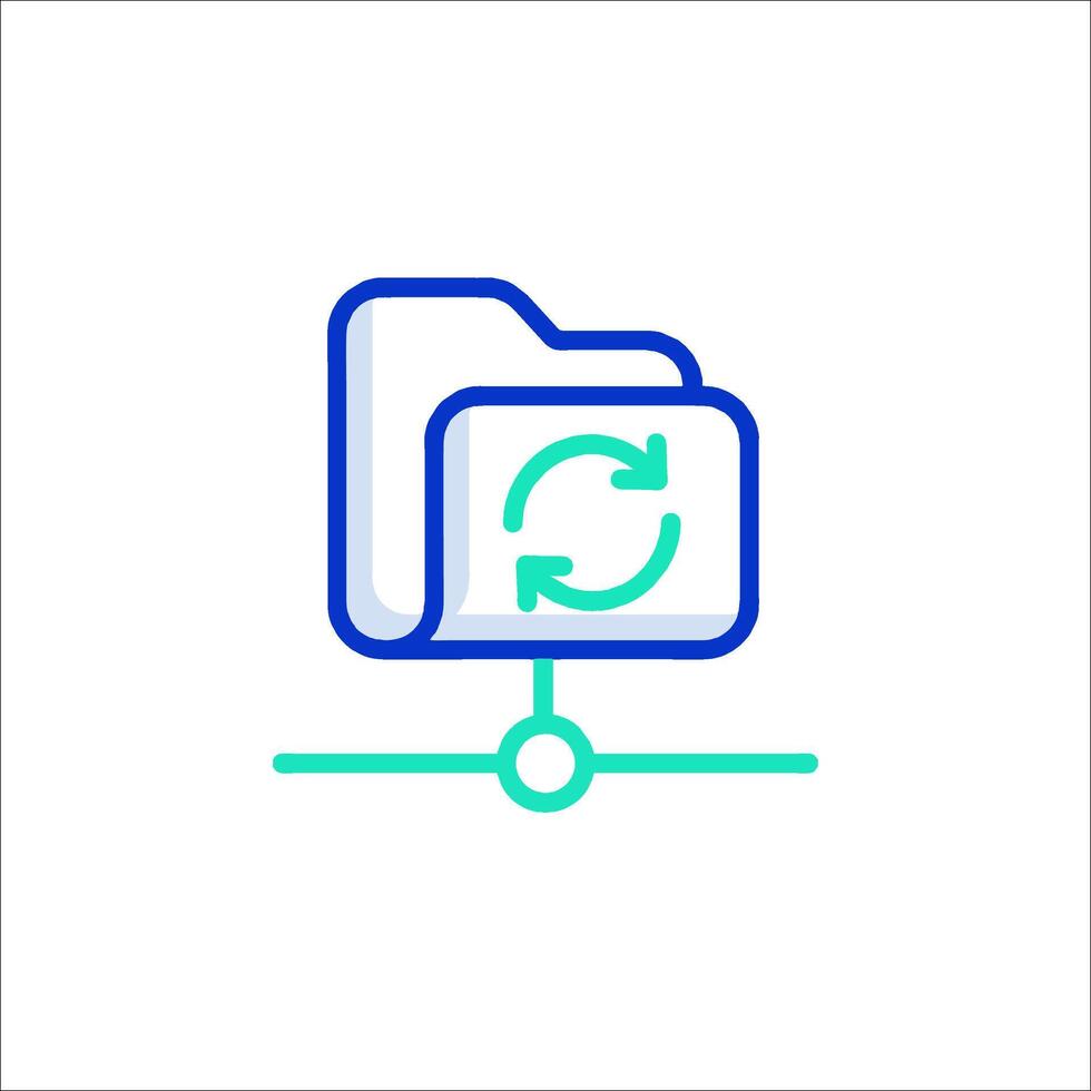 A file folder icon with a green arrow vector