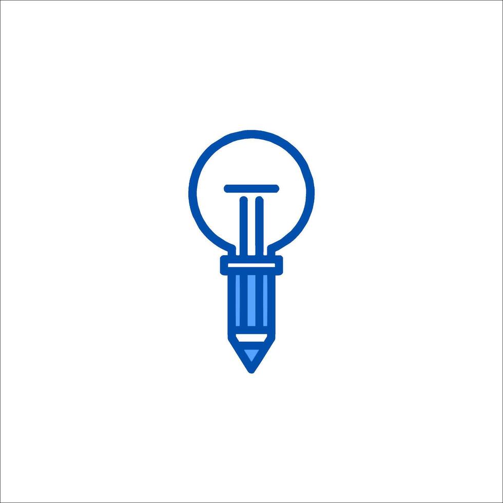 A blue light bulb with a pencil in the middle vector