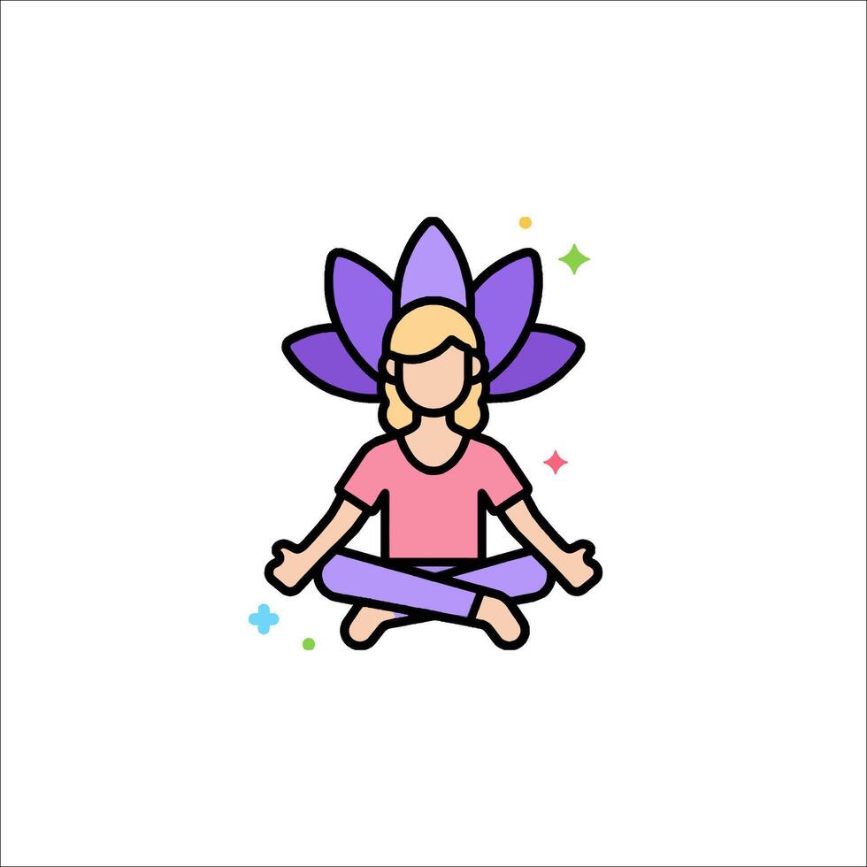 A woman in a lotus position with stars on her head vector