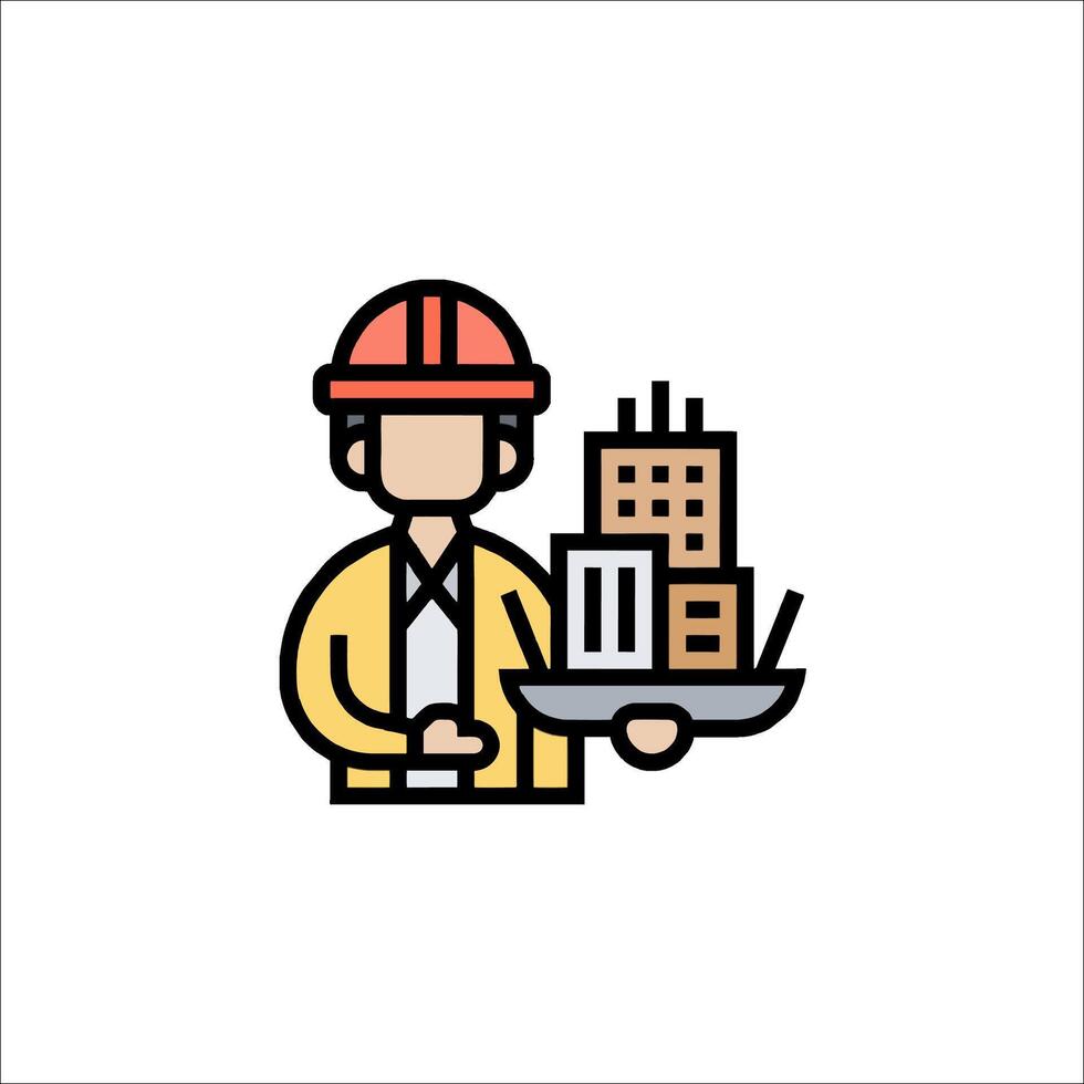 Construction worker icon illustration vector