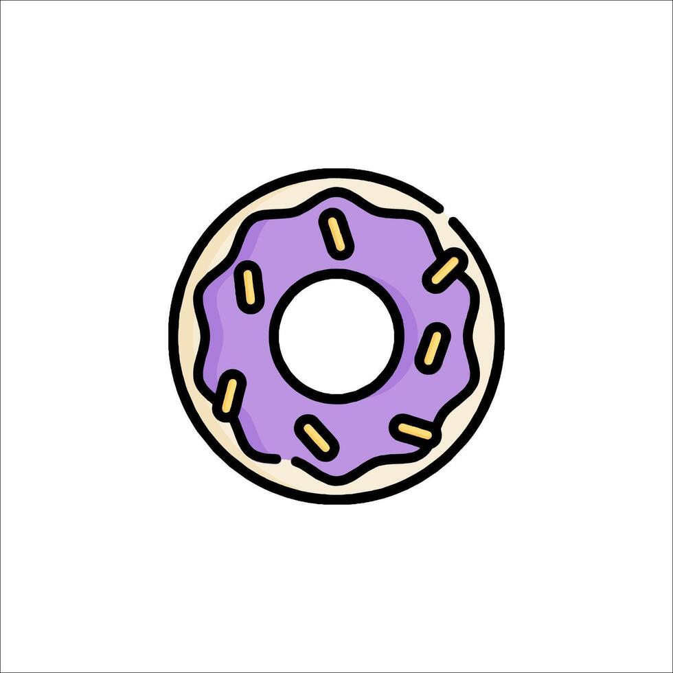 A donut with purple icing on a white background vector