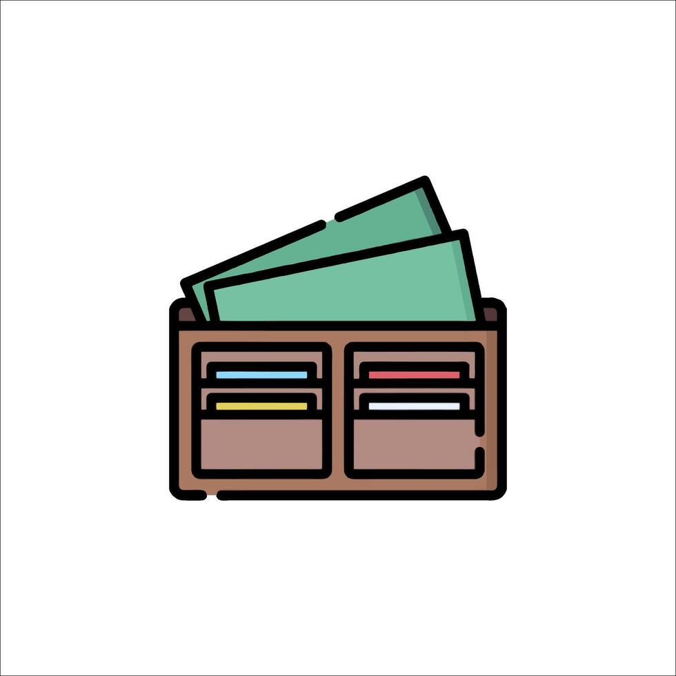 A wallet with money in it icon vector