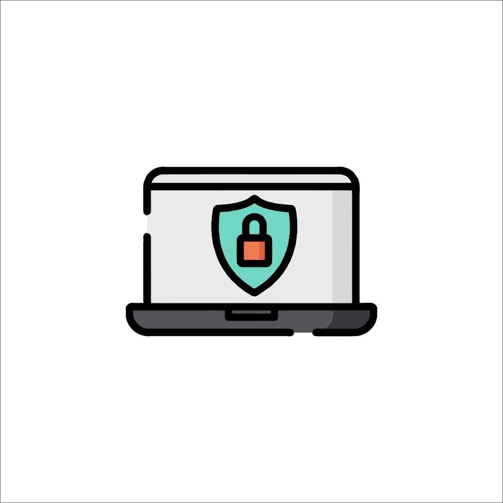 A laptop with a padlock icon vector