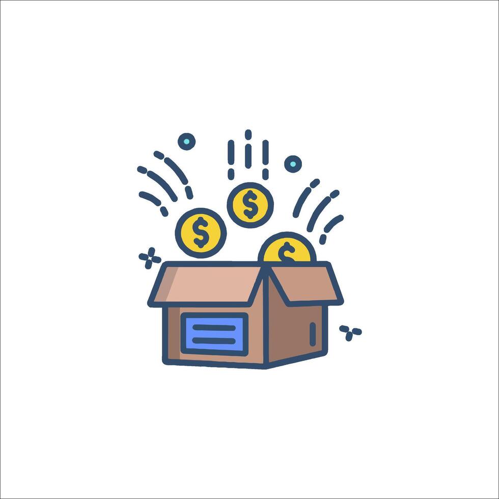 A box with money coming out of it vector