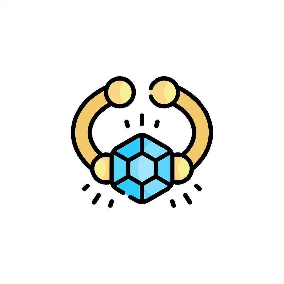 A blue cube with a gold ring on it vector