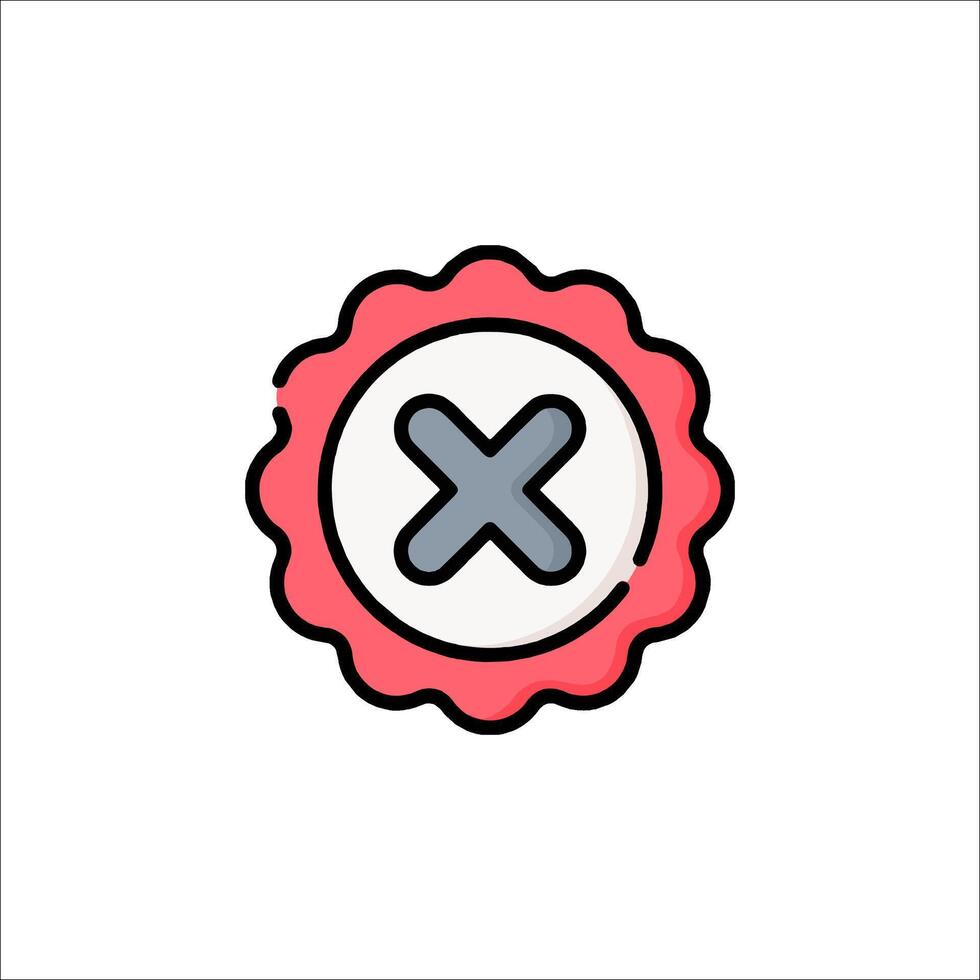 A red and white icon with an x on it vector