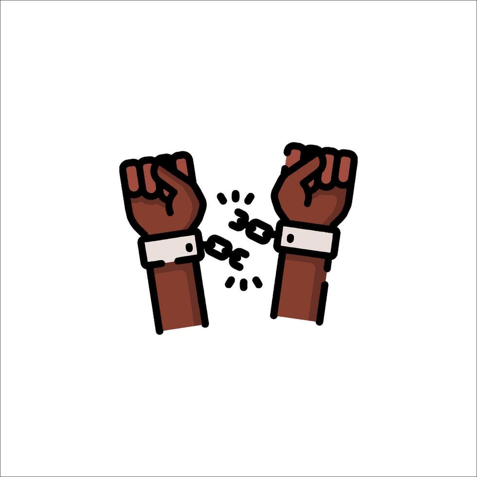 Two hands with handcuffs on them, one is holding a fist vector