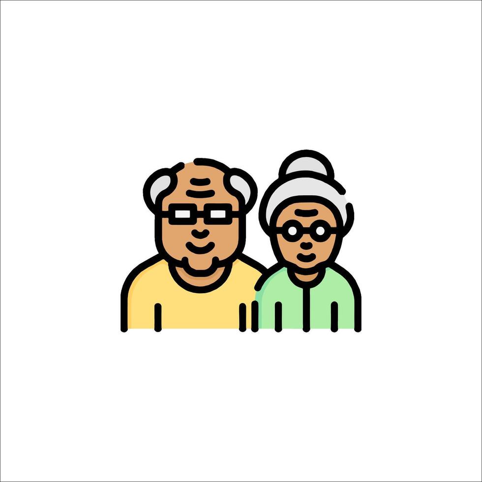 An elderly couple with glasses and a hat vector