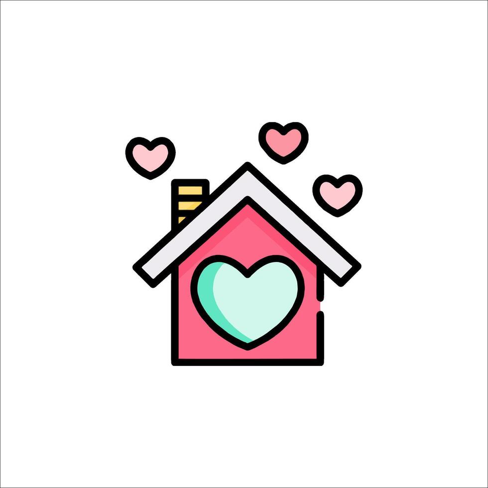 A house with hearts on it and a heart shape vector
