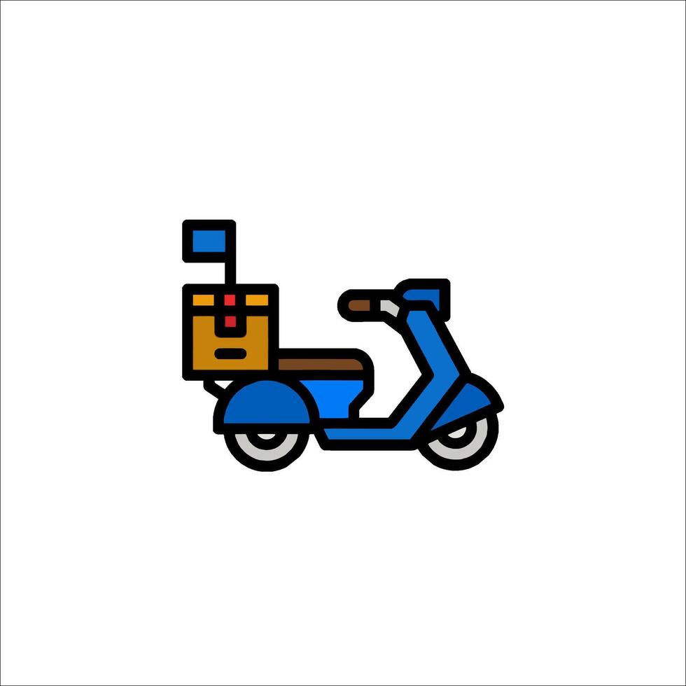 A blue scooter with a box on the back vector