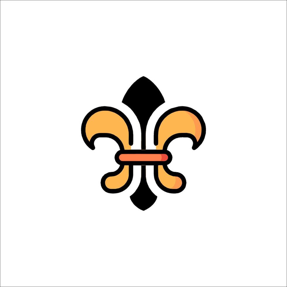 A fleur de lis logo with a black and orange design vector