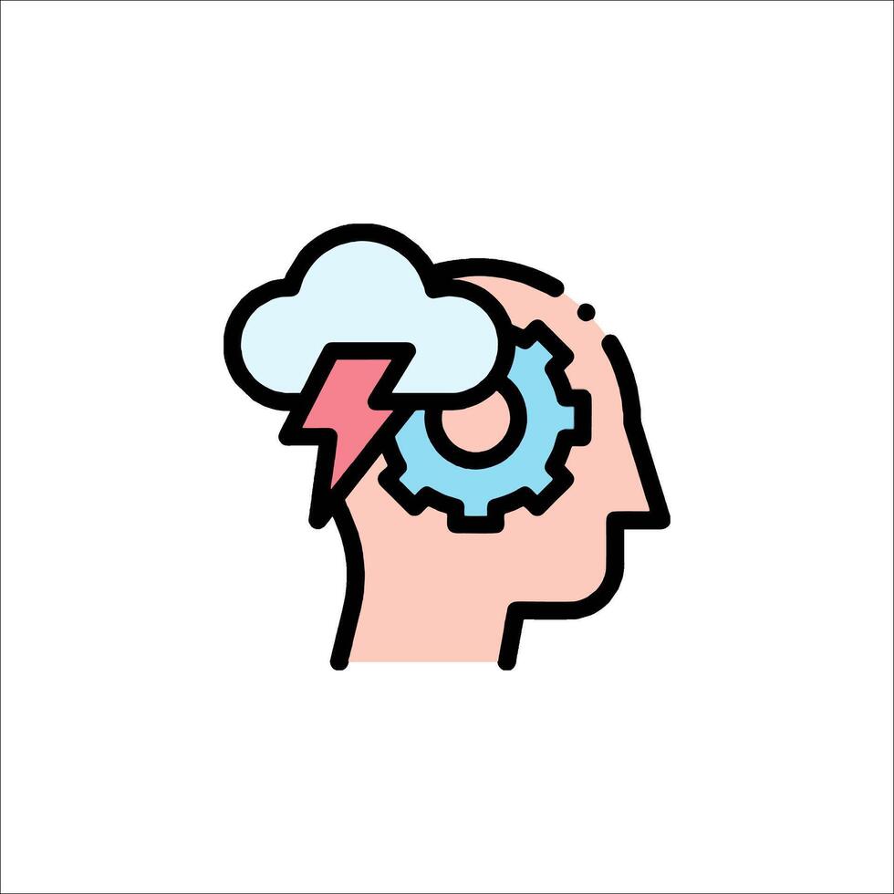 A cloud with a gear in the head of a person vector