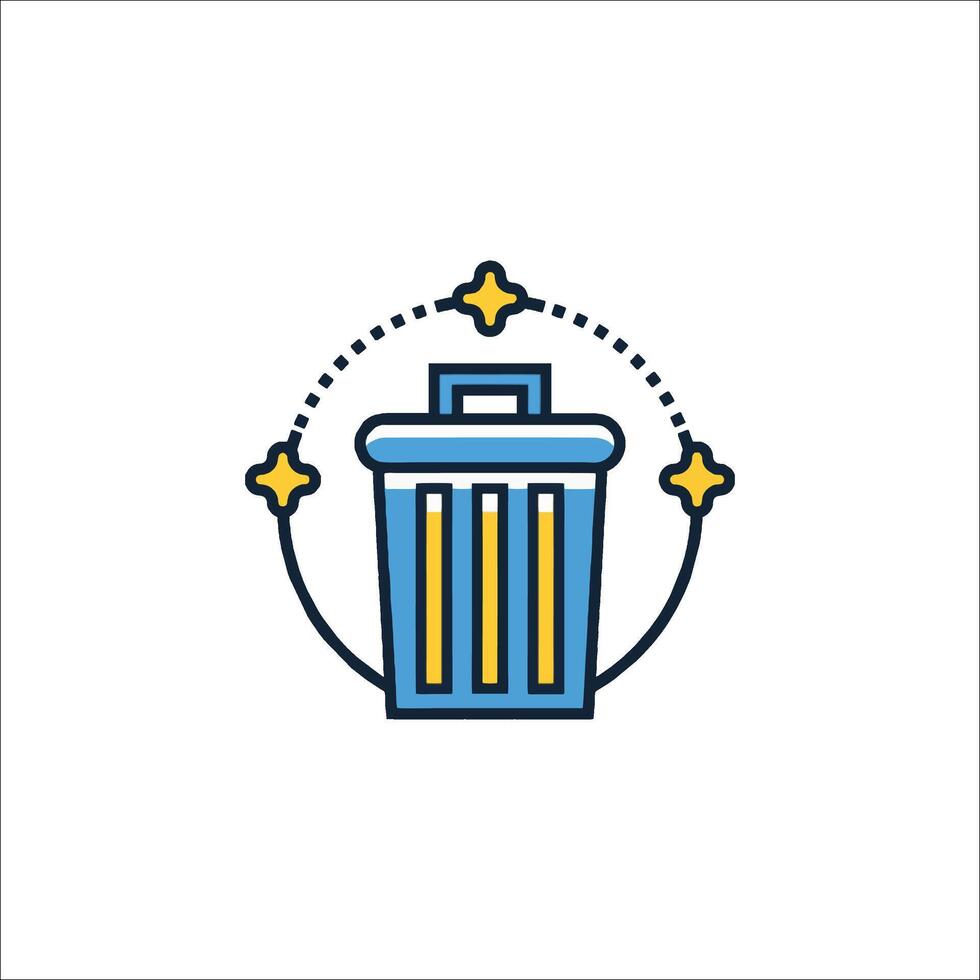 A trash can icon with stars and a star vector