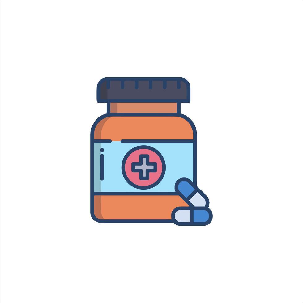 A bottle of pills and pills on a white background vector