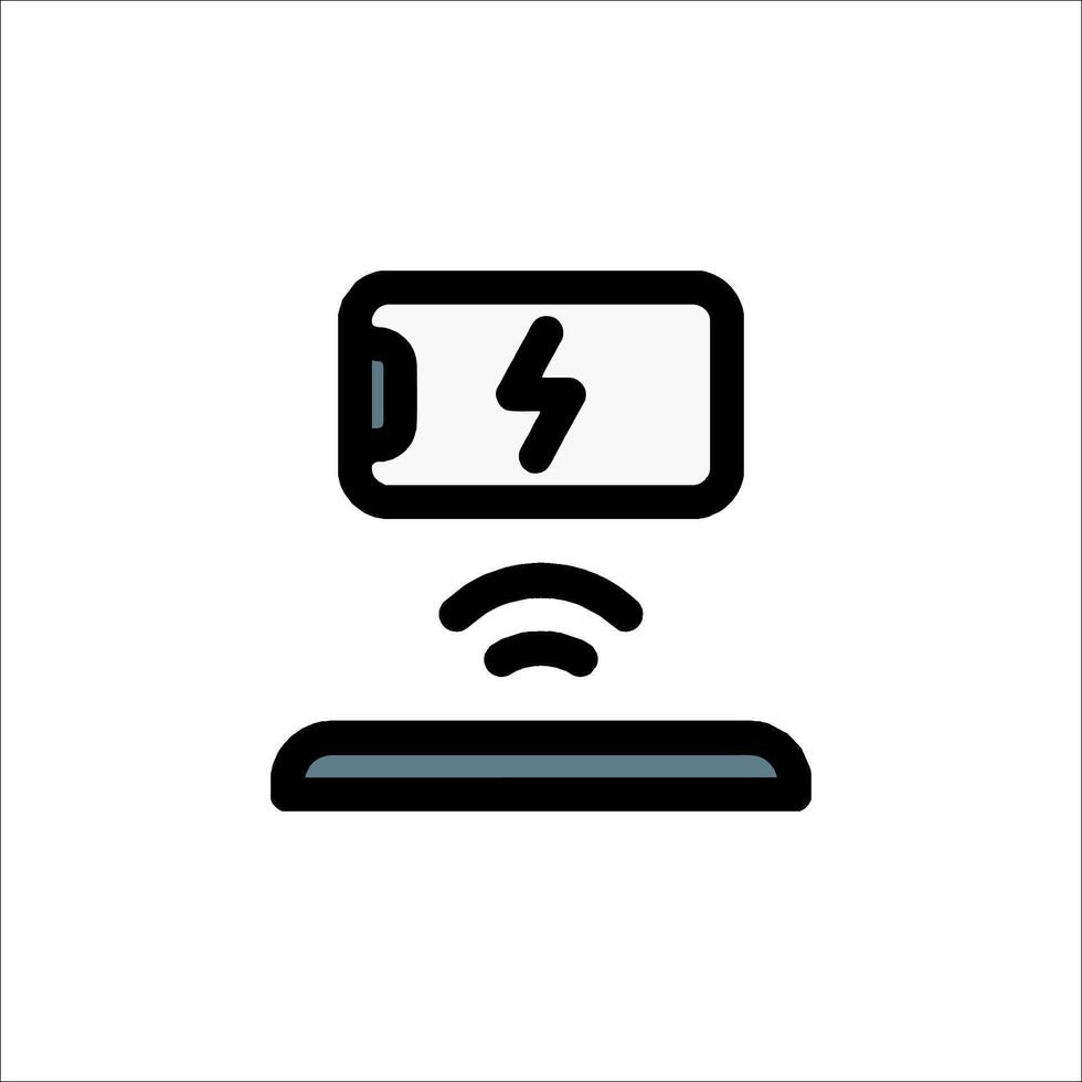 A black and white icon of a phone charging vector