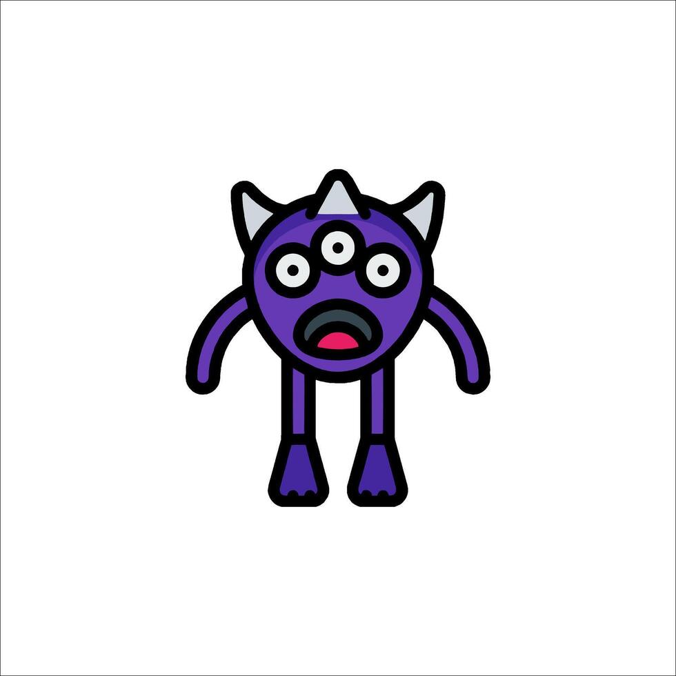 A purple monster with horns and eyes vector
