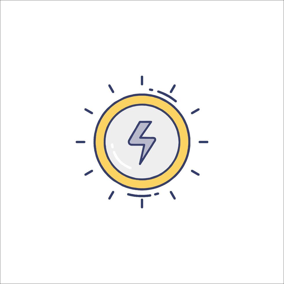 A lightning bolt icon with a yellow light vector