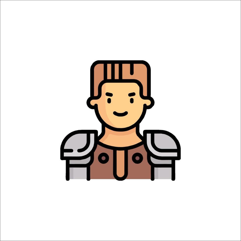 A man in armor icon in a flat style vector