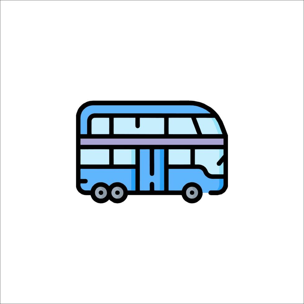 A blue double decker bus icon on a white background vector