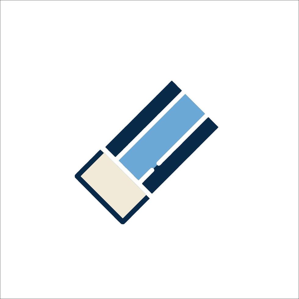 A blue and white pencil icon on a white background vector