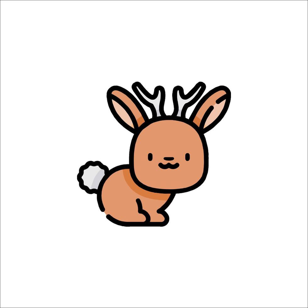 A cute little deer with horns and a big nose vector