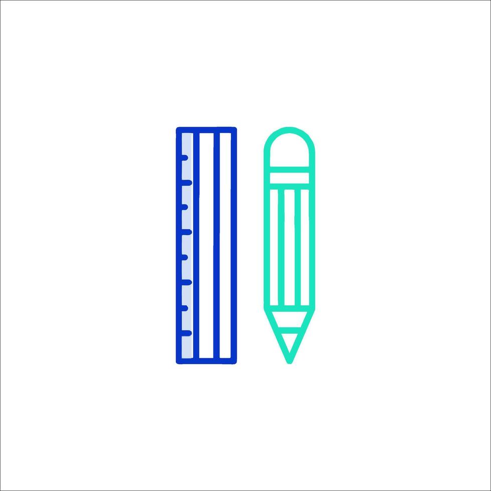 A pencil and ruler icon on a white background vector