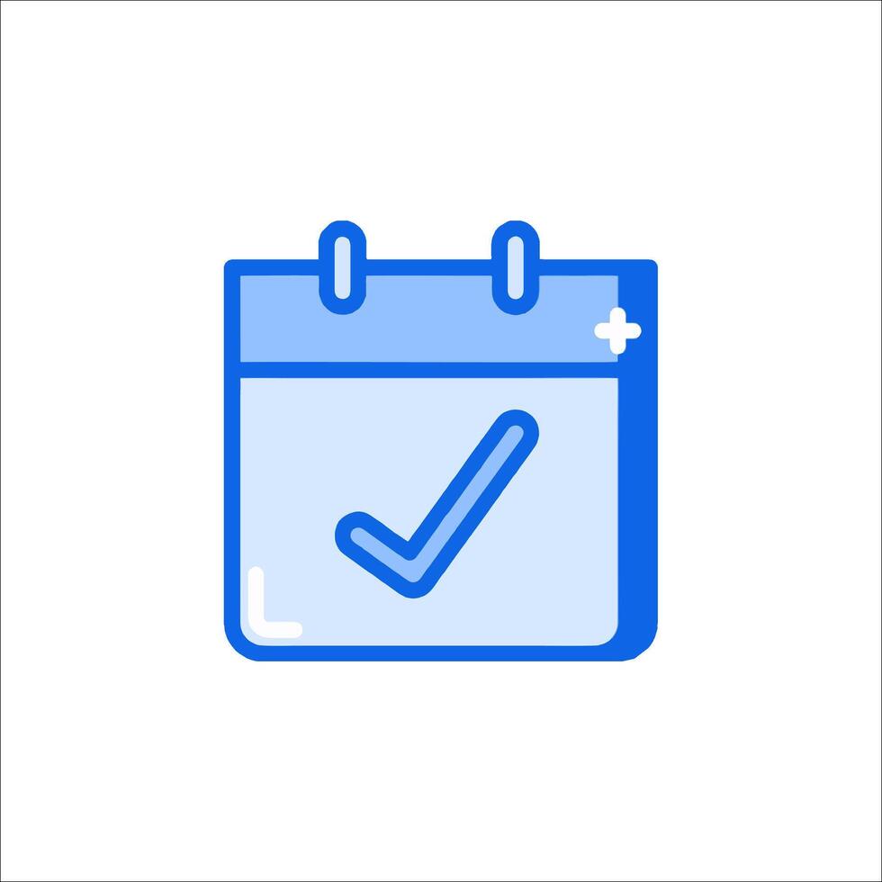 A calendar icon with a tick mark on it vector