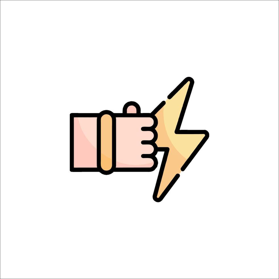 A hand holding a lightning bolt icon vector