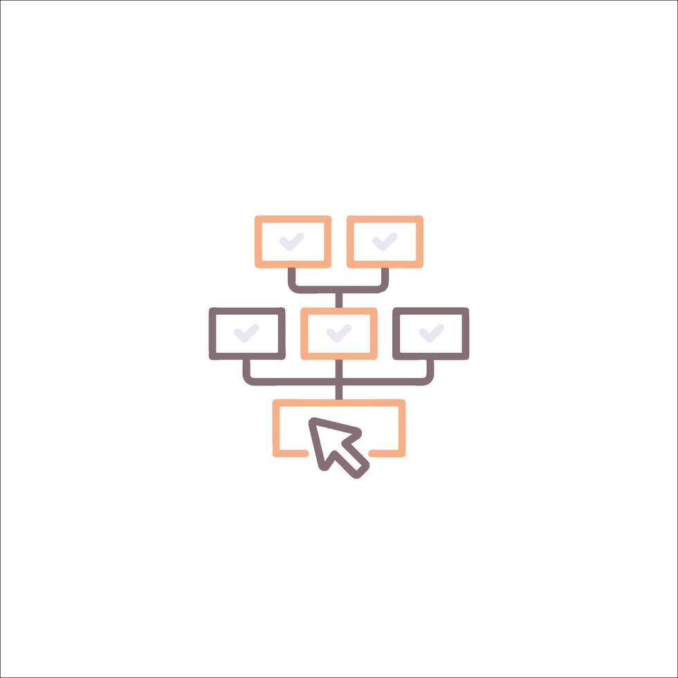 A line icon of a computer with a mouse pointing at it vector