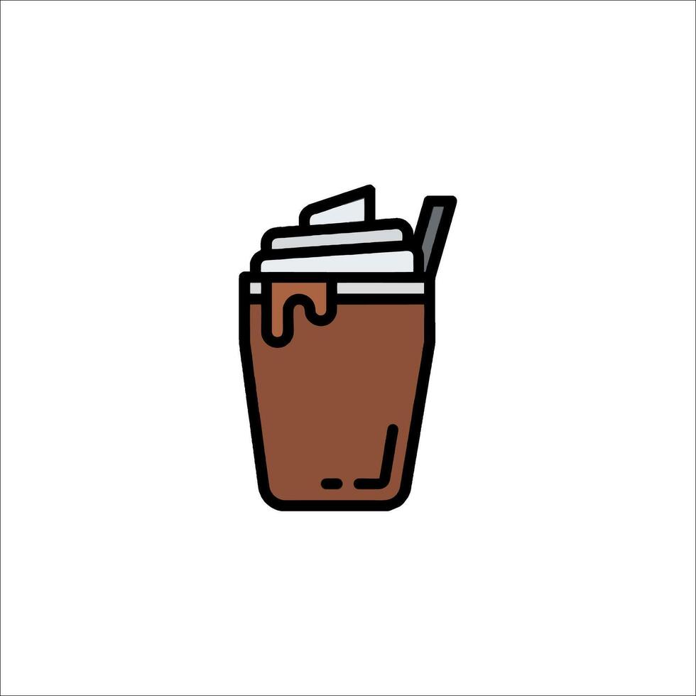 A coffee drink icon with a straw and a cup vector