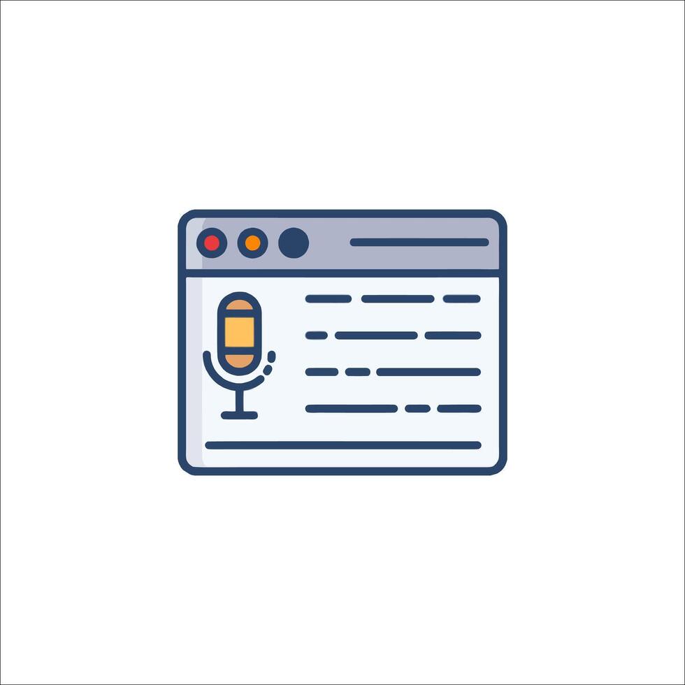 A microphone icon on a web page vector