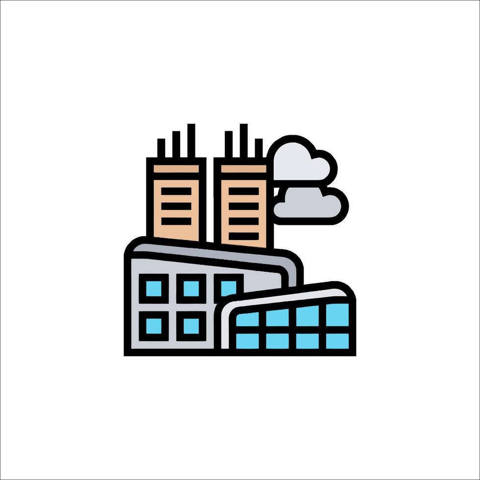 Industrial factory icon, line icon, illustration vector