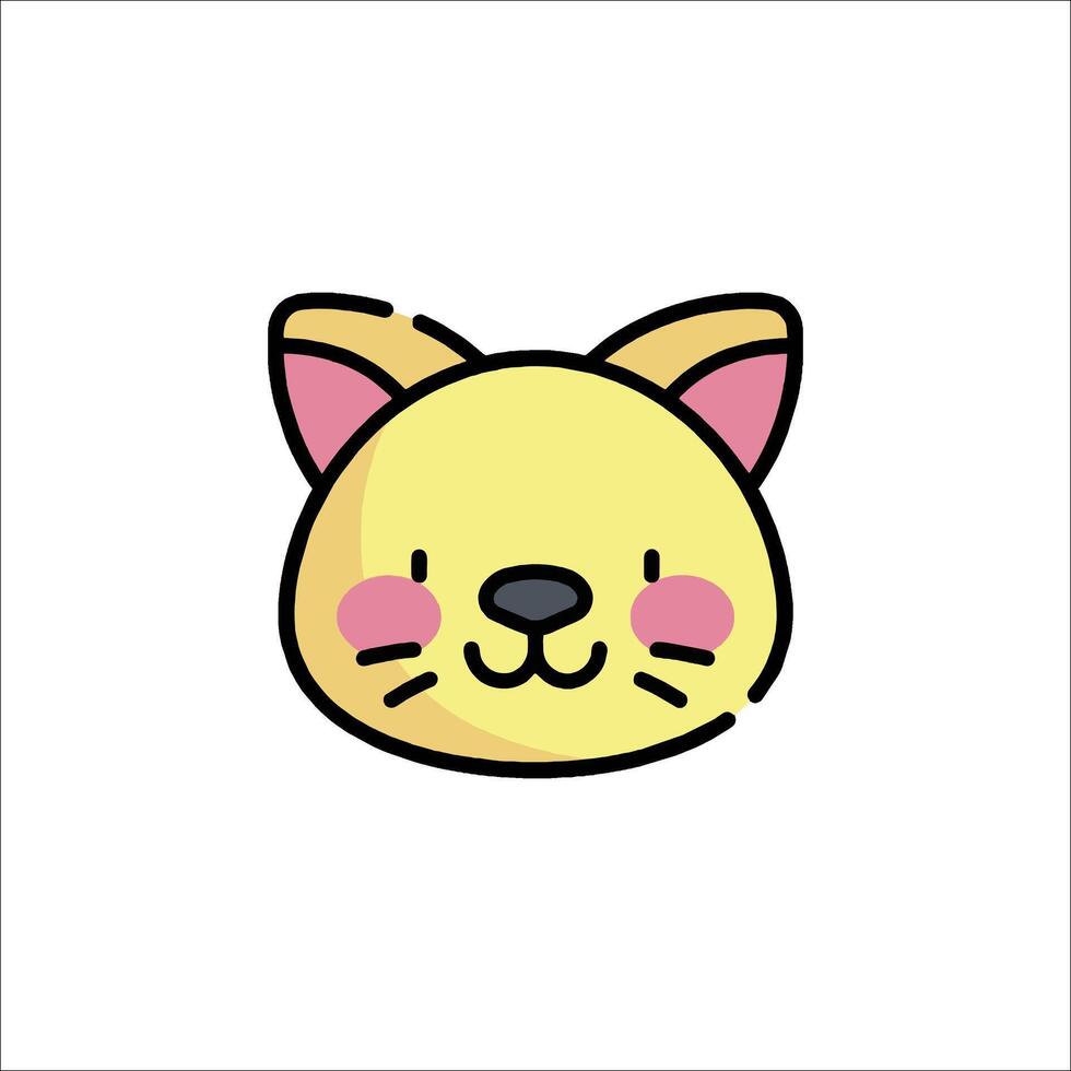 A cute yellow cat face with pink eyes vector